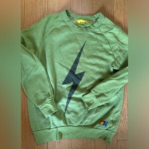 Aviator nation dark green thunder bolt sweatshirt size small